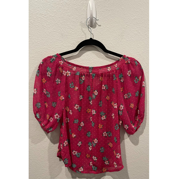 HOLLISTER Pink Floral Sheer Blouse - Picture 5 of 5